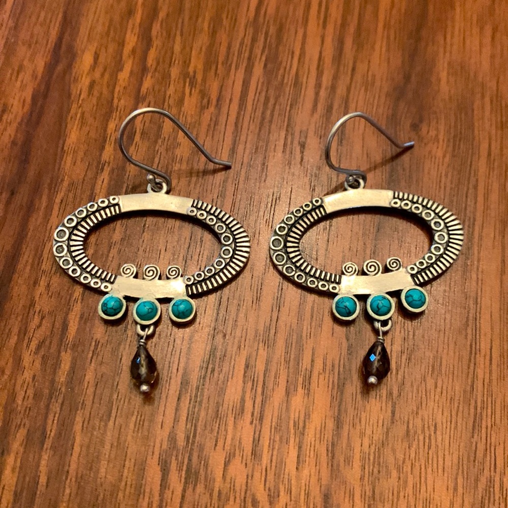 Silpada Turquoise Western Dangle Sterling Silver Earrings